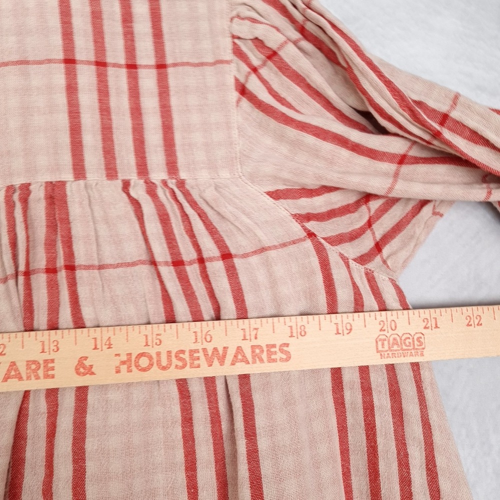 Wares by Ollielia Dress Womens Small Red Plaid 100% Organic Cotton Pockets Boho - Picture 13 of 16